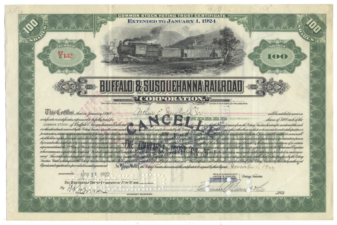 Buffalo & Susquehanna Railroad Corporation Stock Certificate