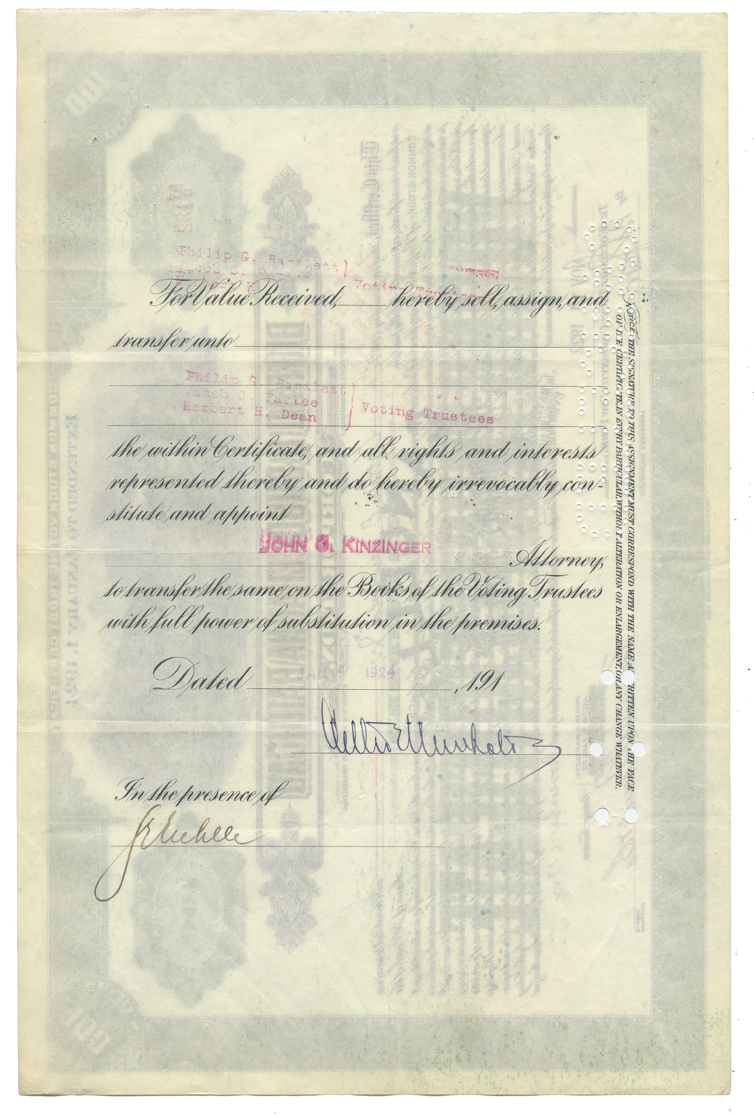 Buffalo & Susquehanna Railroad Corporation Stock Certificate