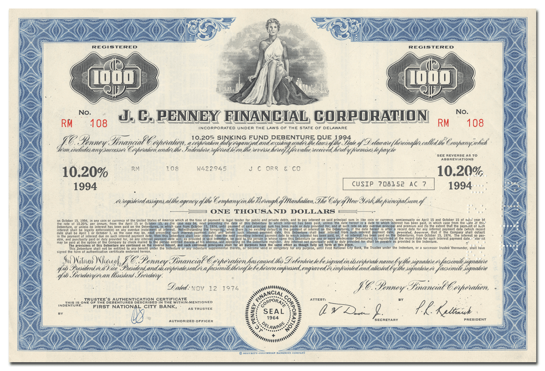 J. C. Penney Financial Corporation Bond Certificate