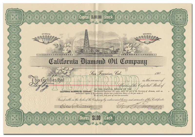 California Diamond Oil Company Stock Certificate