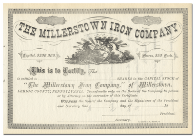 Millerstown Iron Company Stock Certificate