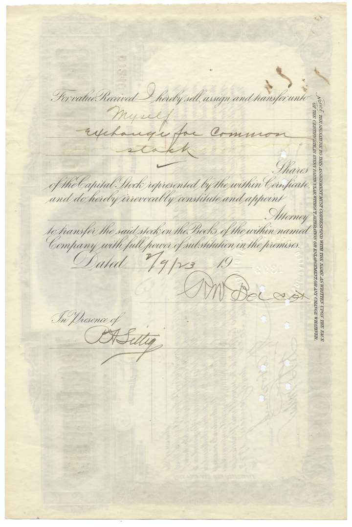 Consolidated Water Company of Utica, N. Y. Stock Certificate