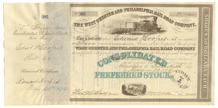 West Chester and Philadelphia Rail Road Company Stock Certificate