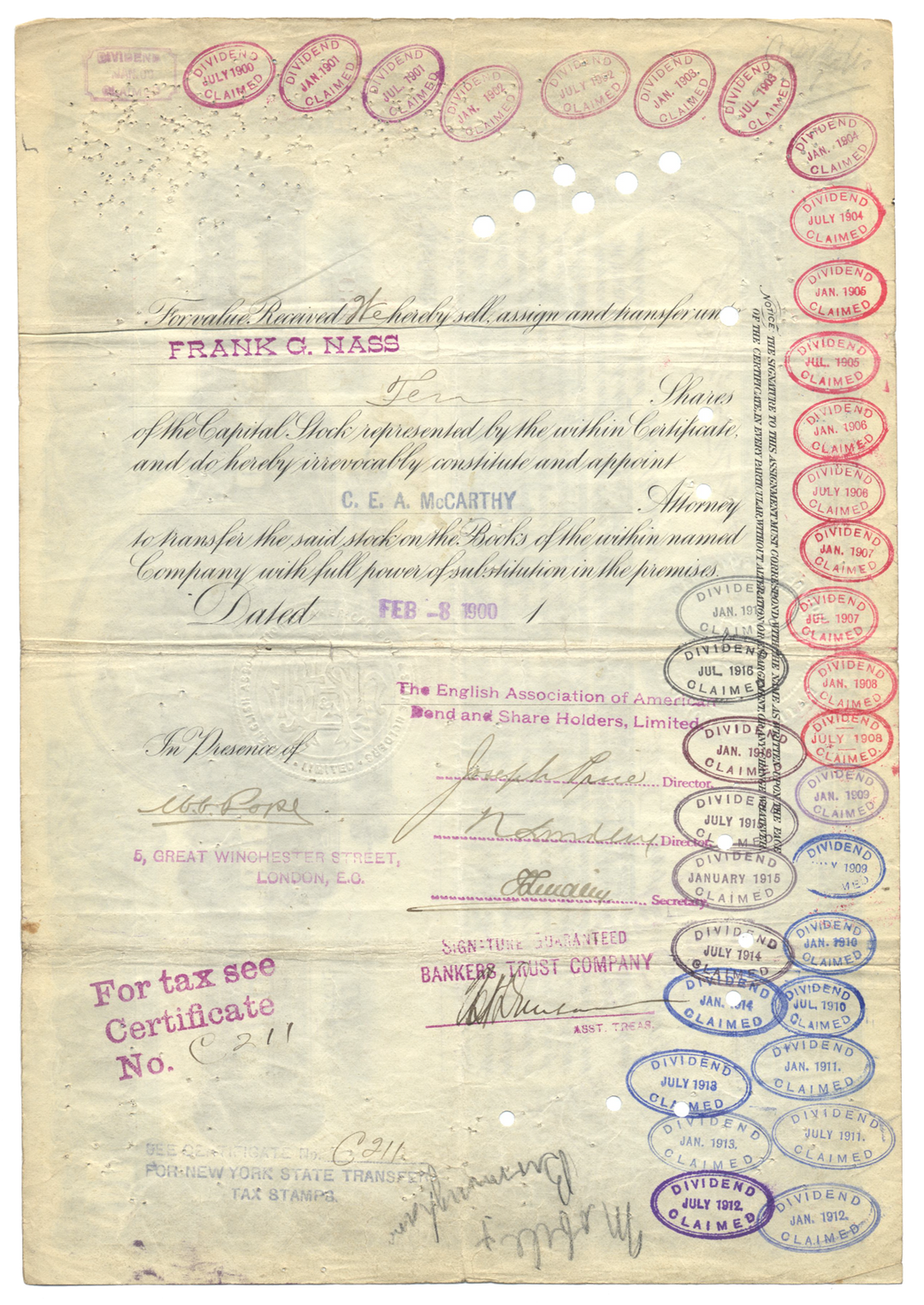 Mobile and Birmingham Railroad Company Stock Certificate