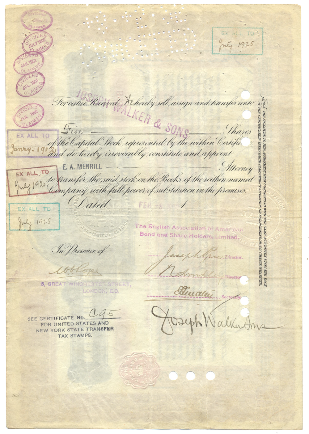 Mobile and Birmingham Railroad Company Stock Certificate