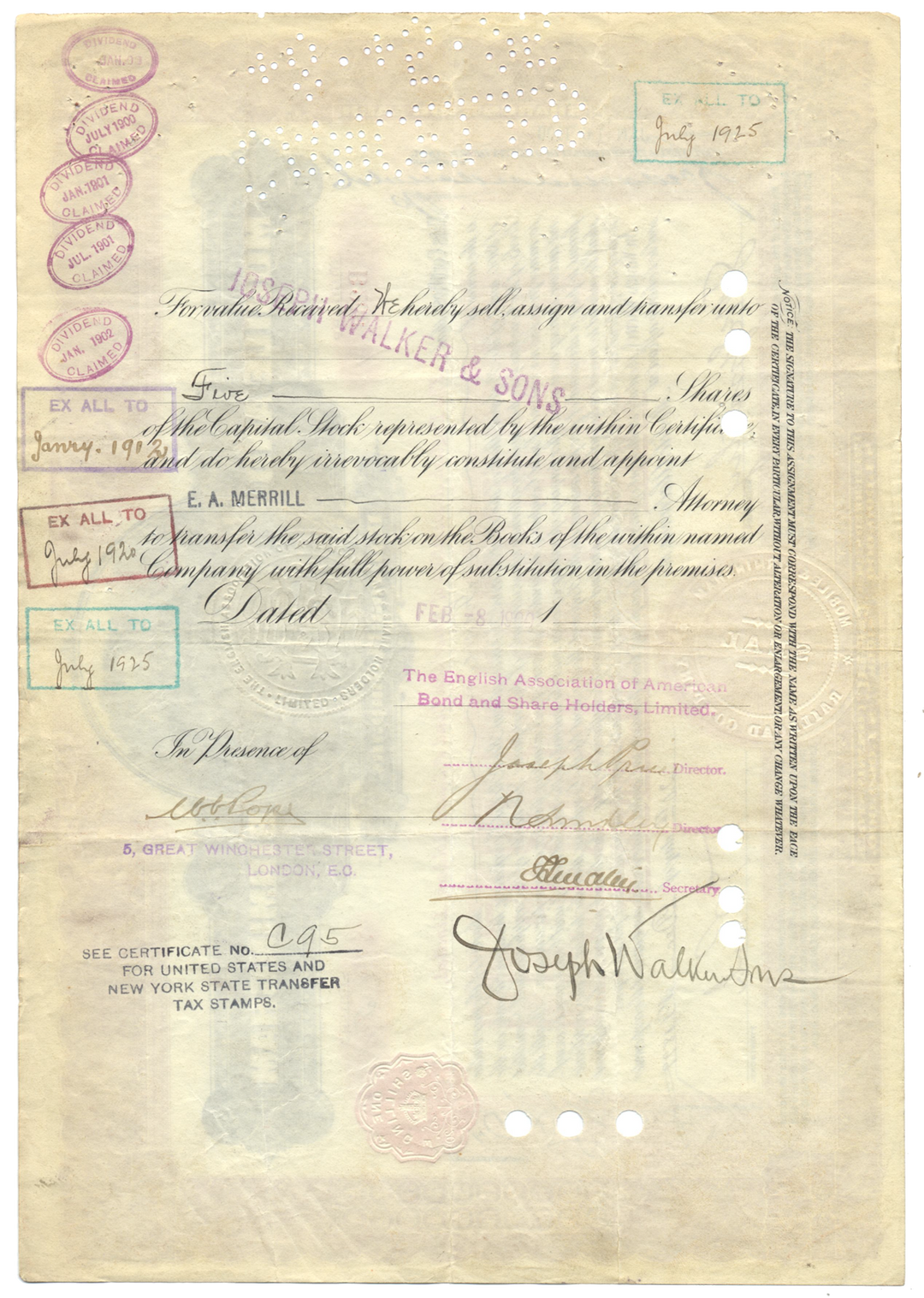 Mobile and Birmingham Railroad Company Stock Certificate