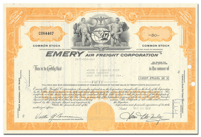 Emery Air Freight Corporation Stock Certificate