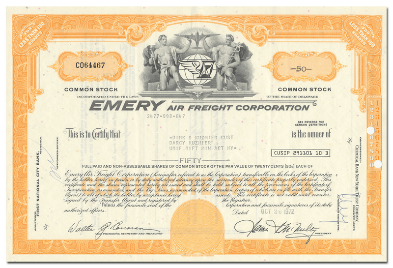 Emery Air Freight Corporation Stock Certificate