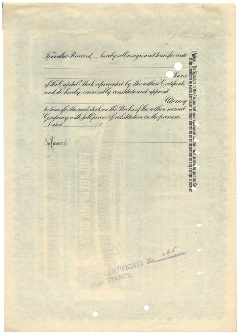 Frankford & Southwark Philadelphia City Passenger Railroad Company Stock Certificate