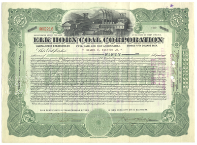Elk Horn Coal Corporation Stock Certificate