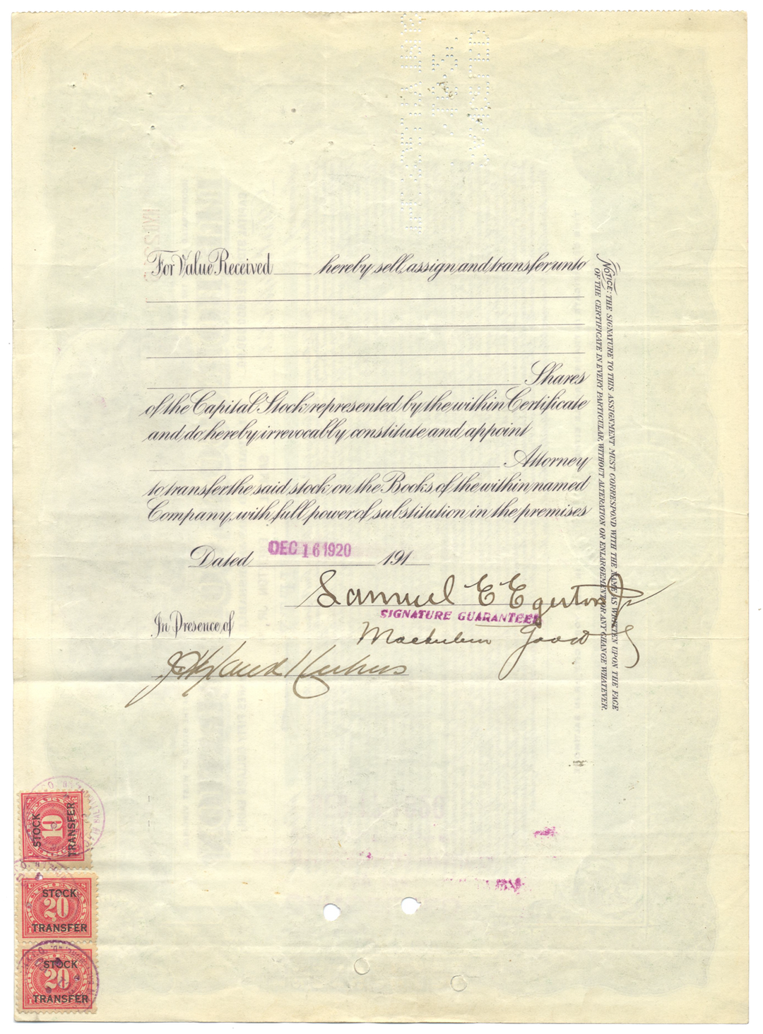 Elk Horn Coal Corporation Stock Certificate