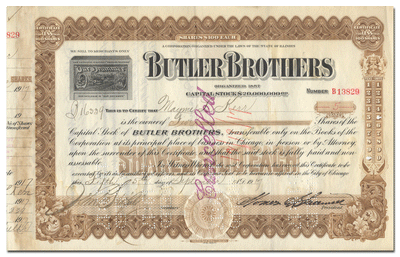 Butler Brothers Stock Certificate