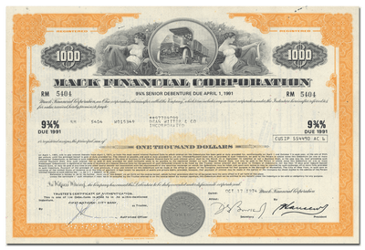 Mack Financial Corporation Bond Certificate