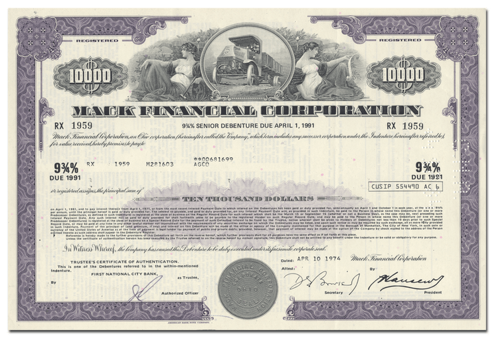 Mack Financial Corporation Bond Certificate