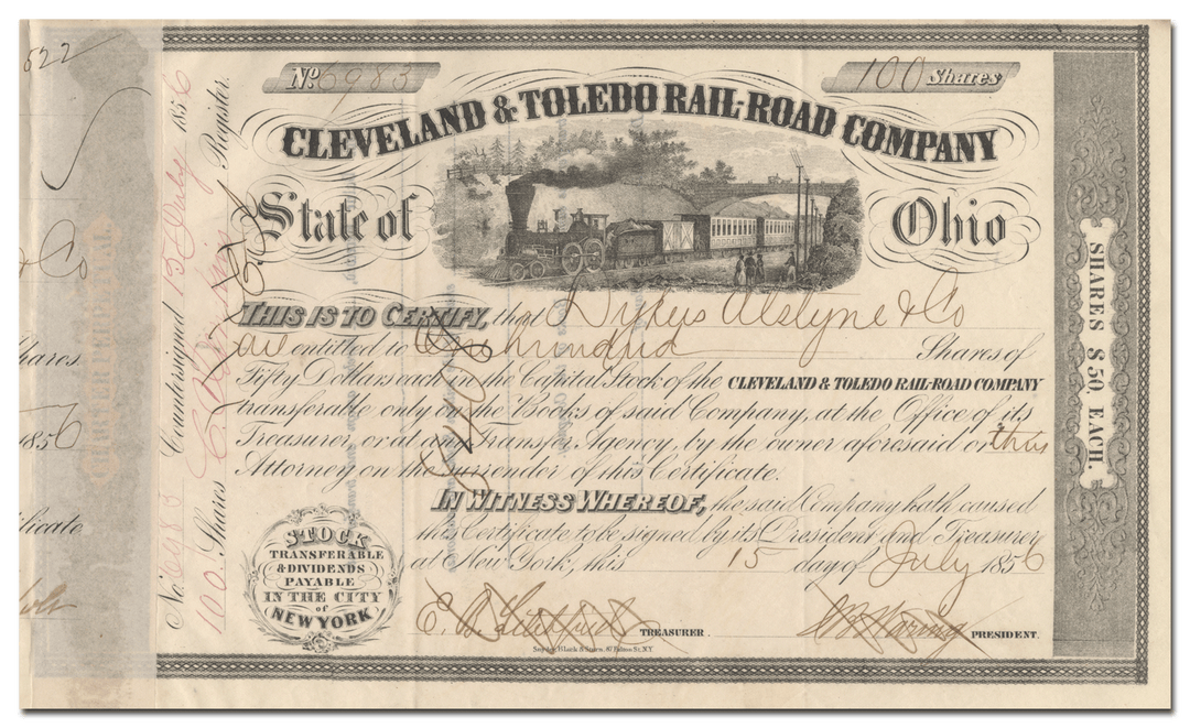 Cleveland & Toledo Rail Road Company Stock Certificate