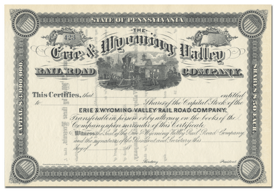 Erie & Wyoming Valley Rail Road Company Stock Certificate