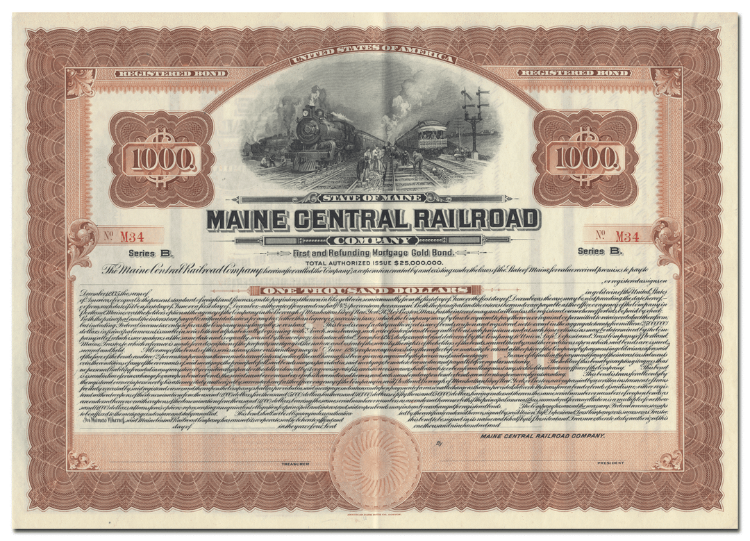 Maine Central Railroad Company Bond Certificate