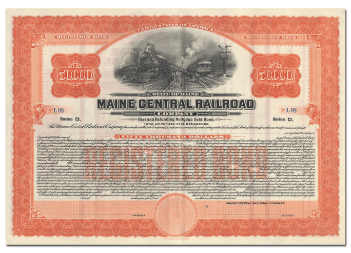 Maine Central Railroad Company Bond Certificate