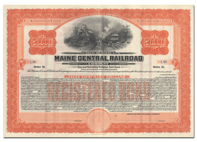 Maine Central Railroad Company Bond Certificate
