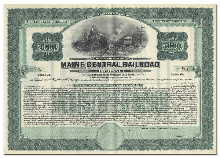 Maine Central Railroad Company Bond Certificate