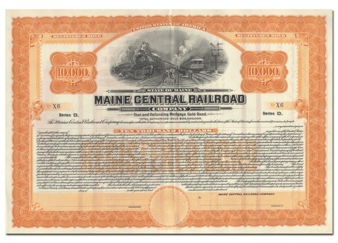 Maine Central Railroad Company Bond Certificate