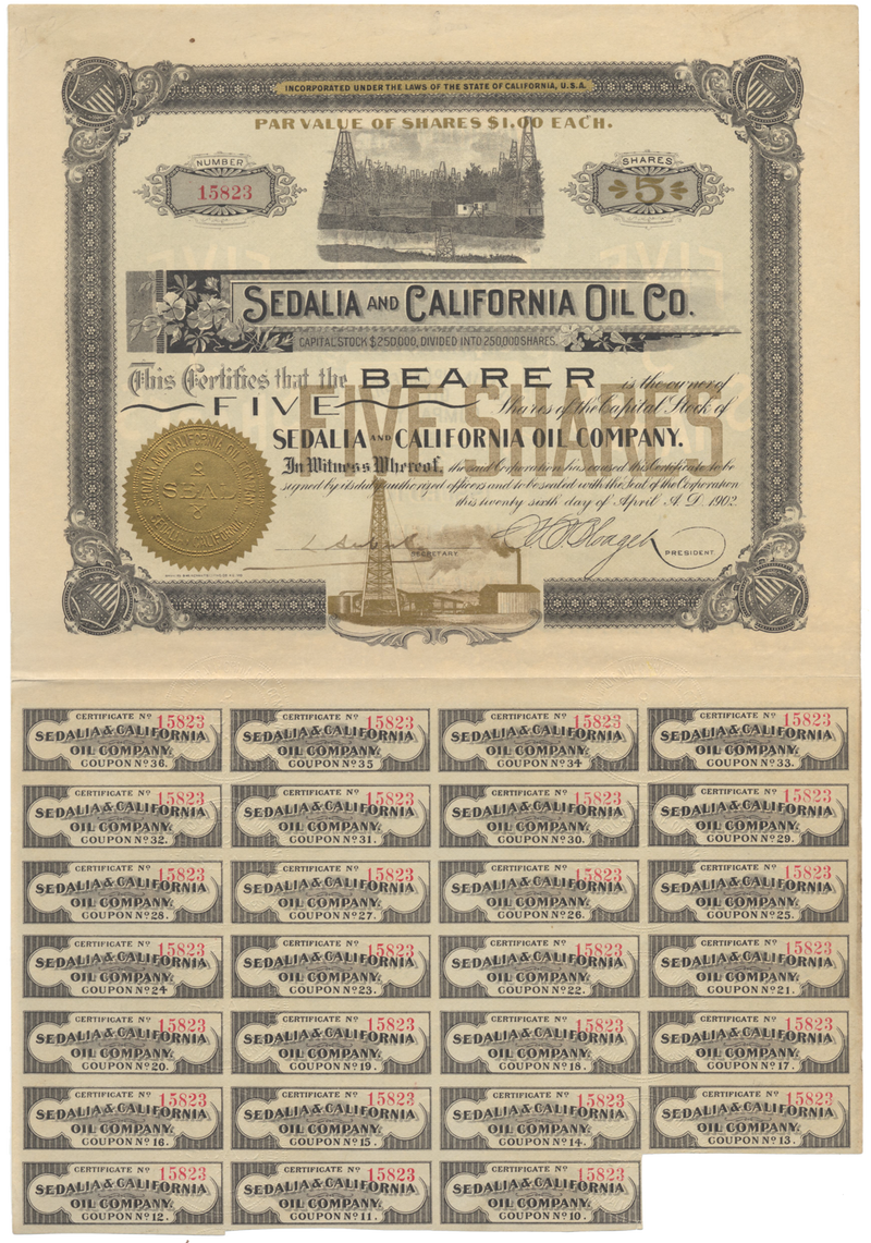 Sedalia & California Oil Company Stock Certificate
