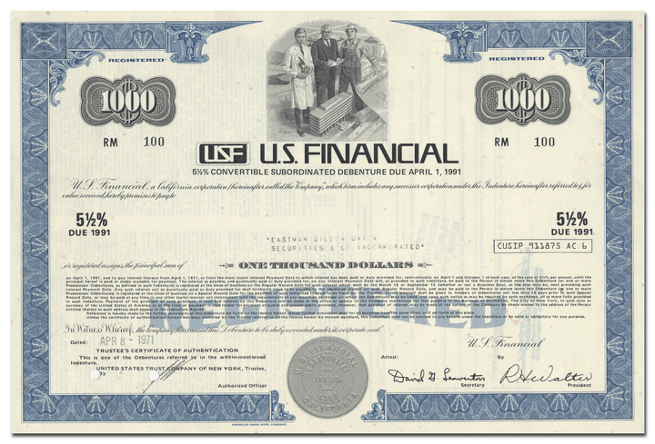 U. S. Financial Bond Certificate