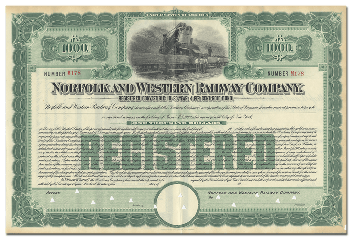 Norfolk and Western Railway Company Bond Certificate