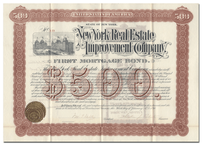New York Real Estate Improvement Company Bond Certificate