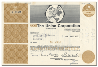 Union Corporation Stock Certificate