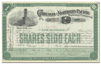 Chicago and Northern Pacific Railroad Company Stock Certificate