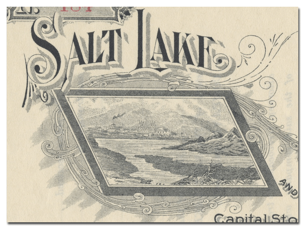 Salt Lake and Ogden Railway Co. Stock Certificate