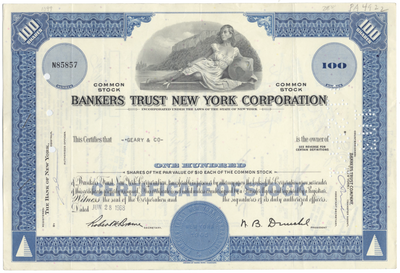 Bankers Trust New York Corporation Stock Certificate