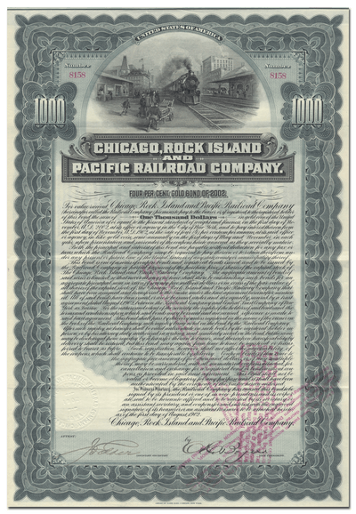 Chicago, Rock Island and Pacific Railroad Company Bond Certificate