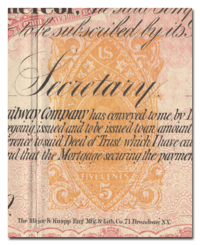 Cleveland, Columbus, Cincinnati and Indianapolis Railway Company Bond Certificate (Revenue Stamp)