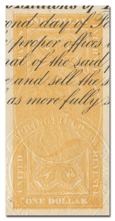 Cincinnati and Springfield Railway Company Bond Certificate (Revenue Stamp)