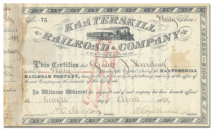 Kaaterskill Railroad Company Stock Certificate