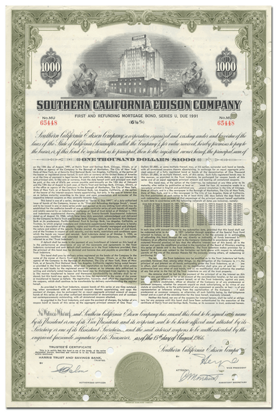 Southern California Edison Company Bond Certificate