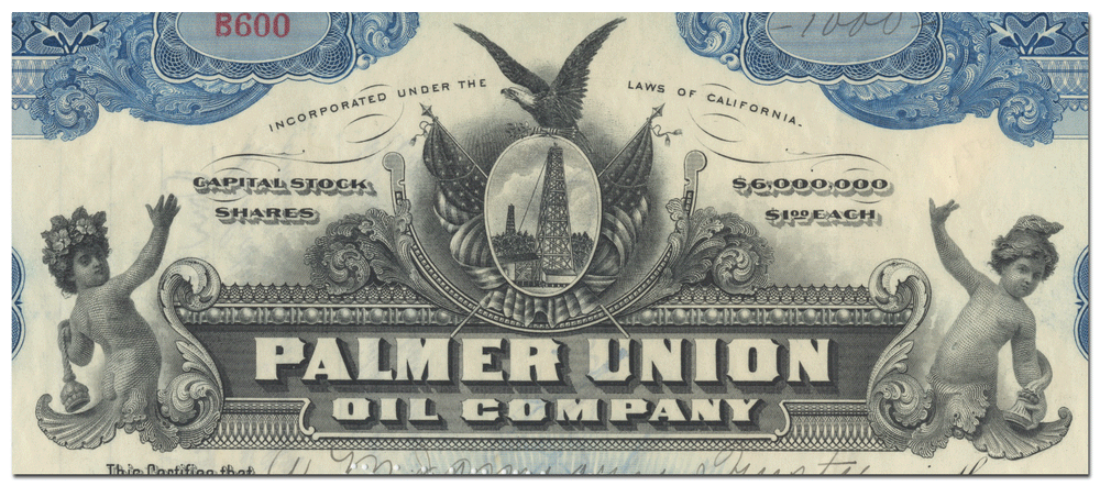 Palmer Union Oil Company Stock Certificate