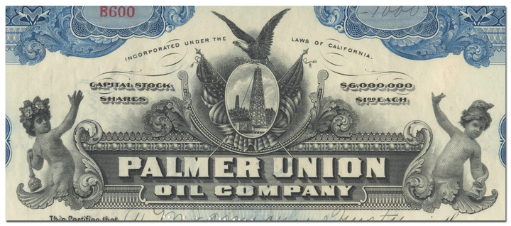 Palmer Union Oil Company Stock Certificate