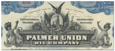 Palmer Union Oil Company Stock Certificate