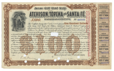 Atchison, Topeka and Santa Fe Railway Company Bond Certificate