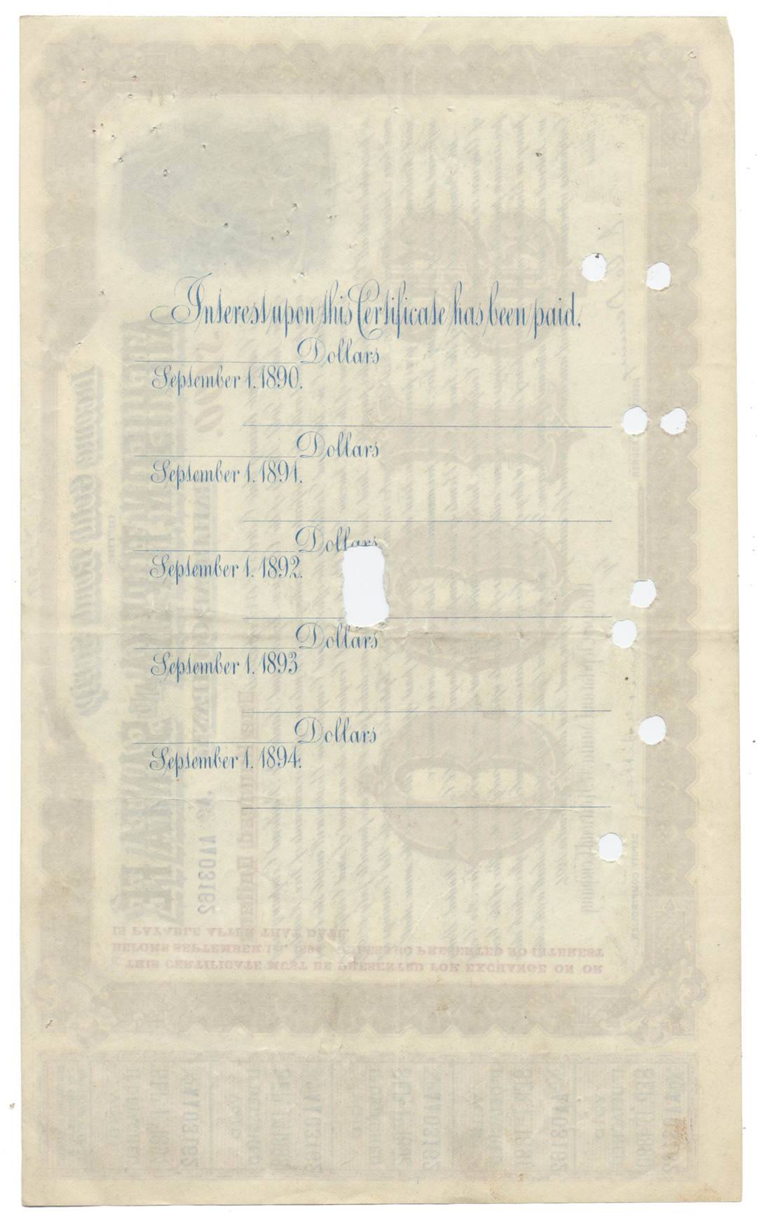 Atchison, Topeka and Santa Fe Railway Company Bond Certificate