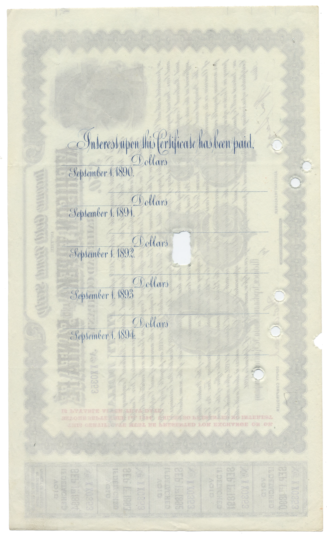 Atchison, Topeka and Santa Fe Railway Company Bond Certificate