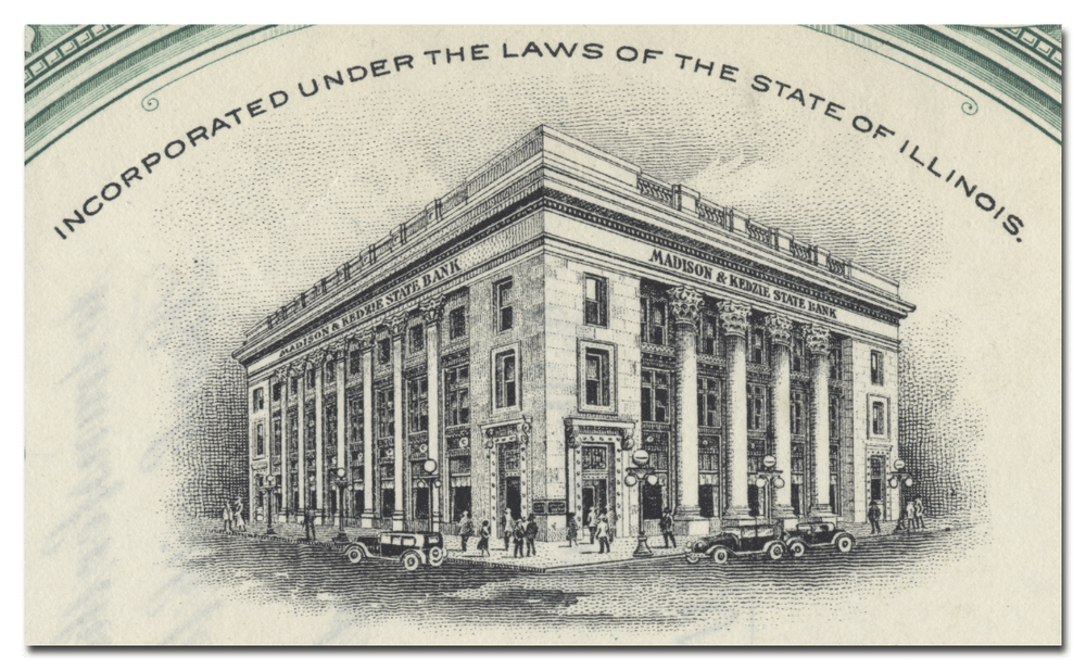 Madison & Kedzie State Bank Stock Certificate