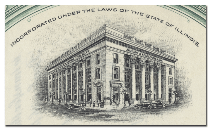 Madison & Kedzie State Bank Stock Certificate