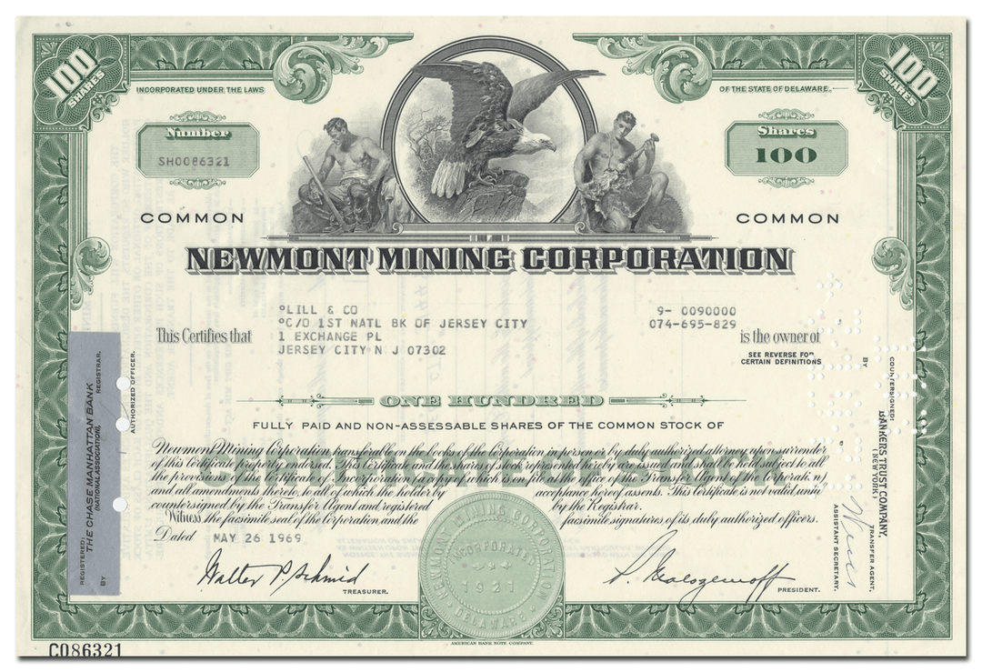 Newmont Mining Corporation Stock Certificate