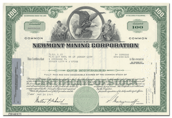 Newmont Mining Corporation Stock Certificate