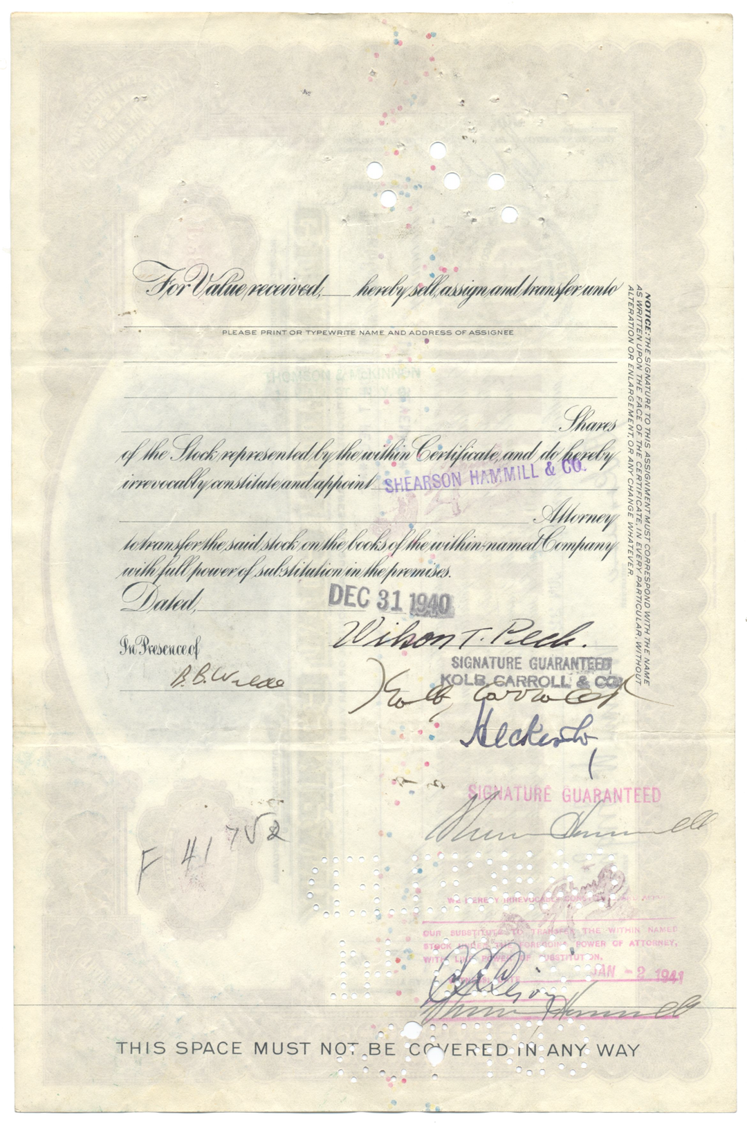 Glen Alden Coal Company Stock Certificate