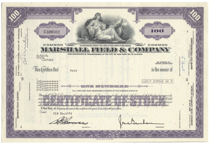 Marshall Field & Company Stock Certificate